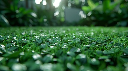 green grass in the garden