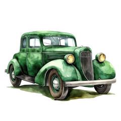 A classic auto, isolated on white, shines with the timeless allure of a bygone era