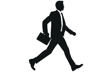 Fototapeta na wymiar Businessman walking with a small bag silhouette, silhouette of worker or businessman in suit walking with a small bag 