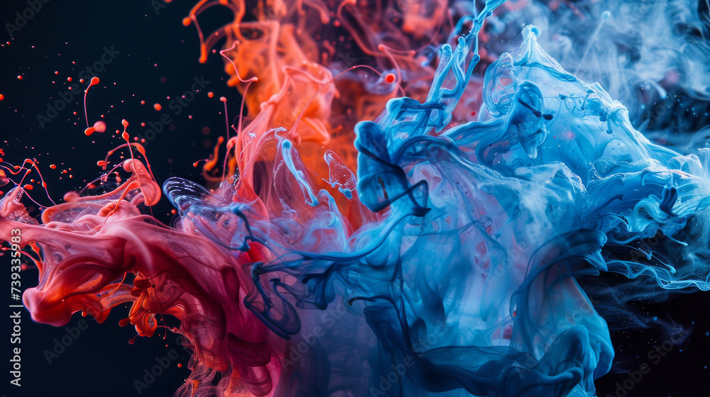 Canvas Prints dual color fluid collision