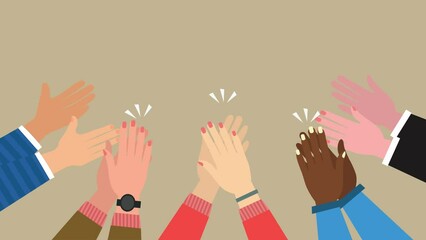 animated video Applause. Concept of congratulations, appreciation and business success. on a white and green background
