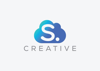 Fototapeta premium Creative and minimal letter S Cloud vector logo design template. letter S cloud logo