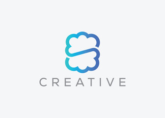 Obraz premium Creative and minimal letter S Cloud vector logo design template. letter S cloud logo
