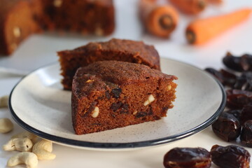 Carrot and date cake. Delicious, healthy and moist dessert