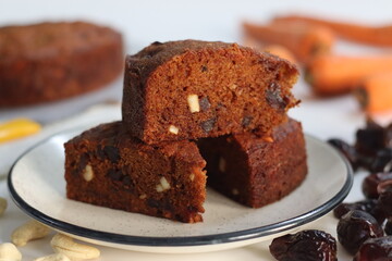 Carrot and date cake. Delicious, healthy and moist dessert