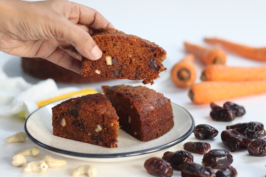 Carrot and date cake. Delicious, healthy and moist dessert