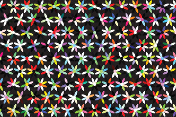 illustration pattern of the abstract multi color of flower on black background.