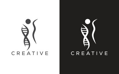 Minimal people dna vector logo. logo. Genetic and man logo