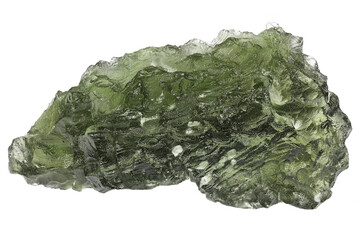 moldavite from Czech Republic isolated on white background