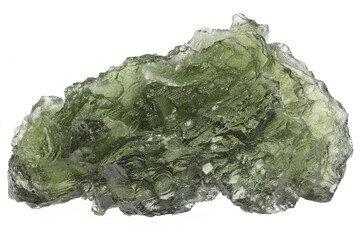 moldavite from Czech Republic isolated on white background