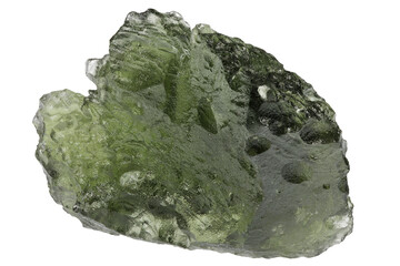 moldavite from Czech Republic isolated on white background