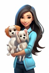 Girl with two dogs