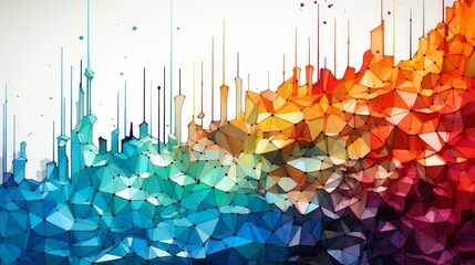 Colorful abstract low poly background with connecting dots and lines. Network concept. 3d rendering illustration. - obrazy, fototapety, plakaty