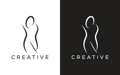 Weight loss vector logo. Slim body shape logo. female Slim body outline logo. fitness logo