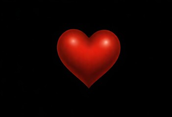  A red heart outline on a black background