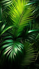 Green leaves of a tropical palm tree