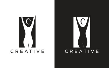 Weight loss vector logo. Slim body shape logo. female Slim body outline logo. fitness logo - obrazy, fototapety, plakaty
