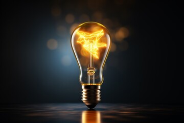 Glowing Light Bulb With Bright Idea Concept