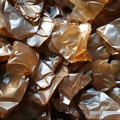 A crumpled pile of brown paper
