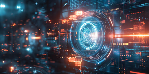 Obraz premium close-up technological background with shallow depth of field