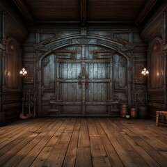 Fototapeta na wymiar ornate wooden door in a grand hall
