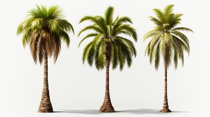 Fototapeta premium Three palm trees on a white background