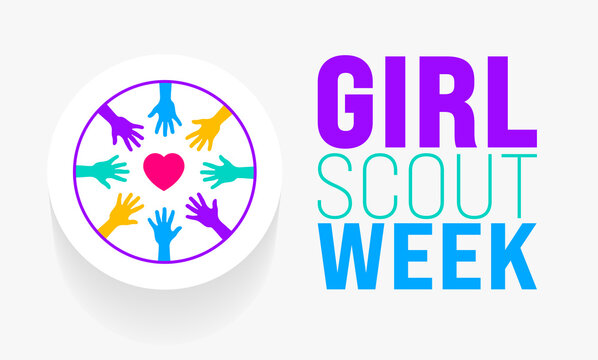 March is Girl Scout Week background template. Holiday concept. use to background, banner, placard, card, and poster design template with text inscription and standard color. vector illustration.