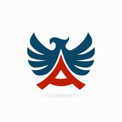hawk with letter A shape combination logo design concept