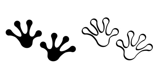 Big toad frog vector. Frog feet. drawing footprint or footstep print. Cartoon reptile. Frogs, amphibian icon