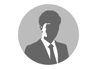 証明写真 スーツ姿の男性サラリーマンの顔正面アップのシルエット 上半身バストアップのイラスト