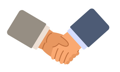 Cartoon business handshakes icon on isolated background. Successful deal concept flat illustration