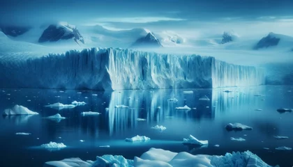 Fotobehang Serene Antarctic Landscape with Icebergs and Glaciers © Skyfe