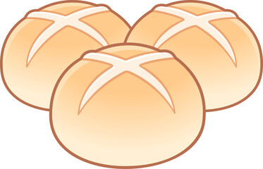 Hot cross buns drawing. Simple cartoon illustration.