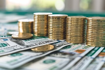 stack of coins and banknotes