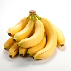 A bunch of ripe yellow bananas isolated on a white background