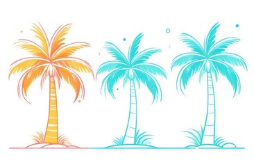 Fototapeta na wymiar image of multi-colored palm trees on a white background
