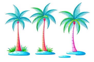 Fototapeta premium image of multi-colored palm trees on a white background