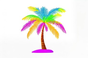 Fototapeta premium image of multi-colored palm trees on a white background