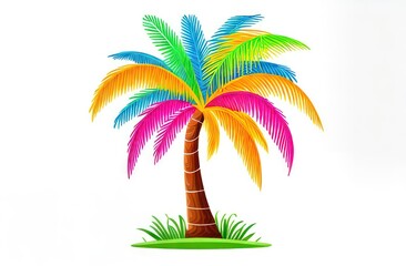 Fototapeta na wymiar image of multi-colored palm trees on a white background