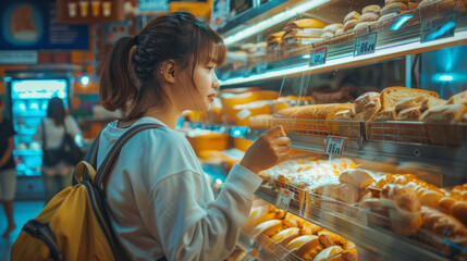 Student Buying Bread in Bakery