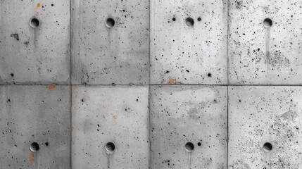 Grey concrete wall with circular holes