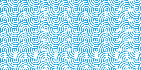 Modern diamond geometric waves spiral pattern and abstract circle wave lines. blue seamless tile stripe geomatics overlapping create retro square line backdrop pattern background. Overlapping Pattern.