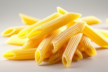 A pile of penne pasta