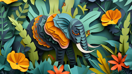 Elephant, paper art style