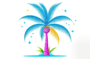 image of multi-colored palm trees on a white background