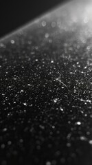 Black and white close up photo of dust particles on a black surface