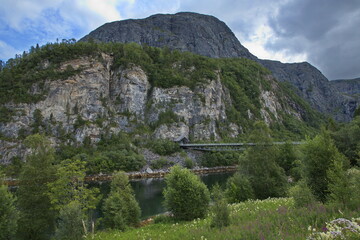 Road bridge over Kollstraumen at Aarsand in Norway, Europe
