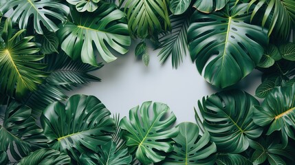 foliage monstera beautiful colors, with space for text or labels. white background