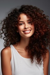 portrait of a young middle eastern woman with curly hair