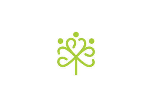 love clover and person logo. creative nature symbol design